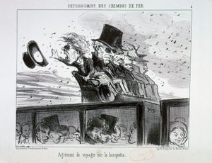 A vasút arcképei 6. szám: Az utazás élvezete a padon. alkotó: Honoré Daumier