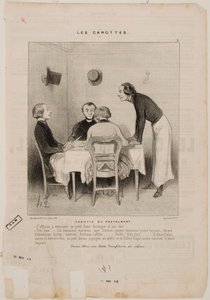 Csalás az étteremben alkotó: Honoré Daumier