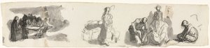 Tanulmányi lap négy alakból álló csoporttal jobbra (recto) alkotó: Honoré Daumier