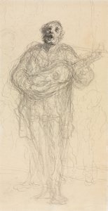 Éneklő gitáros (rekto) alkotó: Honoré Daumier