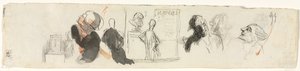 Különféle figurák vázlatai (fordítva) alkotó: Honoré Daumier