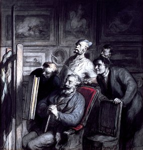Amatőrök, 1862 után (kréta, tinta és gouache papíron) alkotó: Honoré Daumier