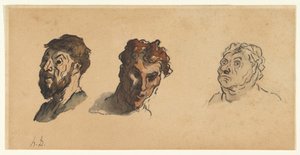 Drei männliche Köpfe alkotó: Honoré Daumier