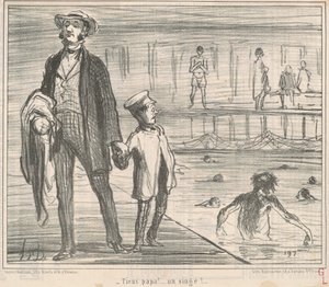 Itt apa! ... egy majom! ... alkotó: Honoré Daumier