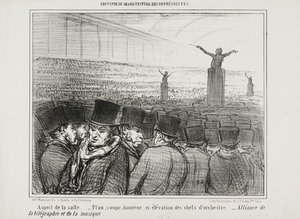 Kilátás a nagyteremre, a Souvenir Du Grand Festival Des Orphéonistes 1. táblája alkotó: Honoré Daumier
