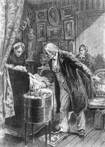 Alcide Theophile Robaudi (aktív 1874-1884) illusztrációja Pons unokatestvérhez, Honore de Balzac (1799-1850) regényéhez az Emberi komédia című többkötetes gyűjteményből, 1900-ban, Párizs