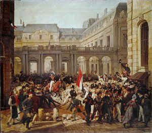 Az 1830-as forradalom: Lajos Fülöp király indulása a párizsi városháza felé ... (festmény, vászon)