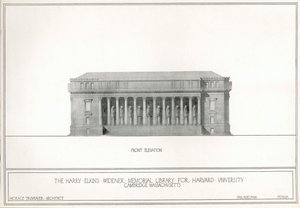 Elölnézet, a Harry Elkins Widener Memorial Library for Harvard University, Cambridge, Massachusetts (litho) alkotó: Horace Trumbauer