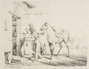 Szolgát ölelő huszár alkotó: Emile Jean Horace Vernet