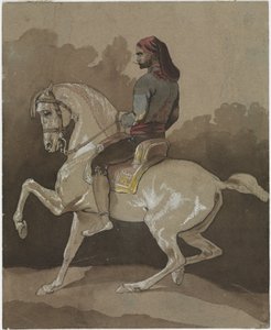 Arab lóháton, 1800 körül (toll, tus, akvarell és gouache)