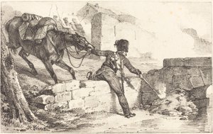 Tüzér aknára gyújt alkotó: Emile Jean Horace Vernet