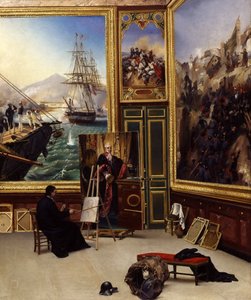 Philippe testvér a Versailles-i Múzeumban de Fontanes márki portréját másolja alkotó: Emile Jean Horace Vernet