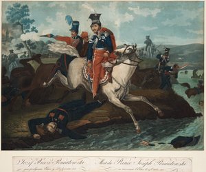 Józef Poniatowski herceg halála a lipcsei csatában, 1820 alkotó: Emile Jean Horace Vernet