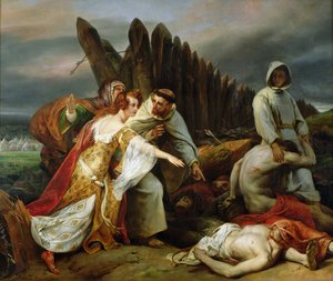 Edith megtalálja Harold holttestét, 1828. alkotó: Emile Jean Horace Vernet