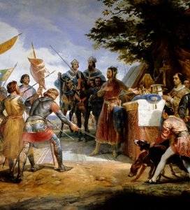 Francia-angol háború (1202-1214): „” a bouvines-i csata 1214. július 27-én, Philippe Auguste játékba helyezi Franciaország koronáját”” Szembeszállt Philippe Auguste francia hadseregével IV. Othon flamandjai és welfjei ellen. . A francia győzelem döntő volt alkotó: Emile Jean Horace Vernet