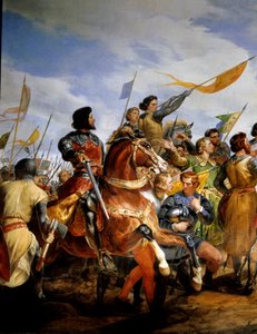 Francia-angol háború (1202-1214): „” a bouvines-i csata 1214. július 27-én, Philippe Auguste játékba helyezi Franciaország koronáját”” Szembeszállt Philippe Auguste francia hadseregével IV. Othon flamandjai és welfjei ellen. . A francia győzelem döntő volt alkotó: Emile Jean Horace Vernet