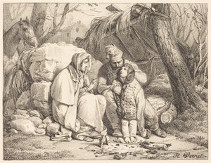 Táborozó katonacsalád alkotó: Horace Vernet