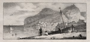 Kilátás a tengeri kikötőre. alkotó: Emile Jean Horace Vernet