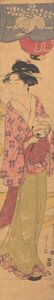 Egy lány rajongóval, kb. 1780. alkotó: Hosoda Eishi