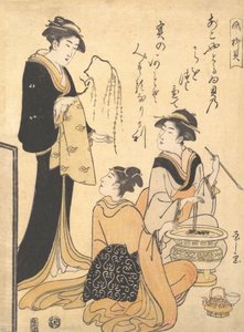 A fűzfahéj Yanagi-kai, egy cím nélküli szépségnyomat-készletből az S... témájában, kb. 1791. alkotó: Hosoda Eishi