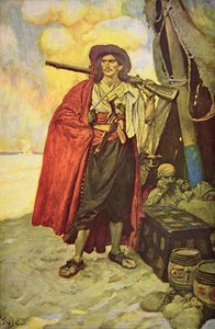 Hispaniola buccaneer a Karib-térségben (színes litho)