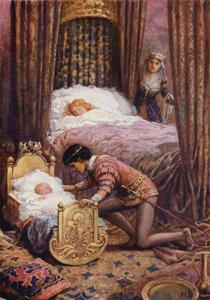 "Lehajolt, hogy megcsókolja a kisbabát" a "Luciella"-ból (színes litó)