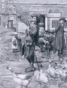 Egy kvéker buzdító New Englandben, illusztráció a „The Second Generation of Englishmen in America” című művéből, Thomas Wentworth Higginson, pub. a Harper