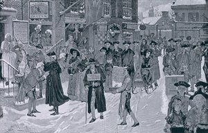 Karácsony reggel Old New Yorkban a forradalom előtt, illusztráció a Harper