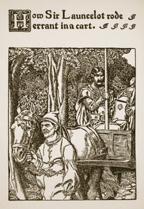 Hogyan lovagolt eltévedve Sir Launcelot a szekéren, illusztráció a Sir Launcelot és társai történetéből, 1907 alkotó: Howard Pyle