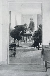 Az Old Raleigh Tavernában, illusztráció Woodrow Wilson "Otthon Virginiában" című művéből, megjelent a Harper
