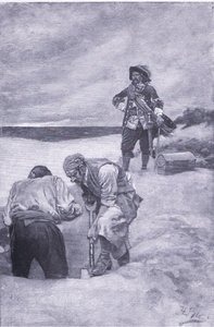 Kidd a Gardiners-szigeten, Howard Pyles kalózok könyvéből, amelyet a Harper & Bros adott ki, 1921 alkotó: Howard Pyle