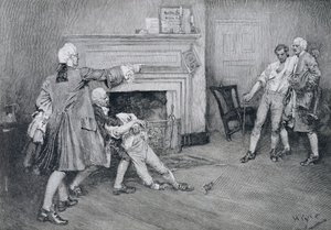 Tollemache kapitány és Pennington kapitány találkozója a „The City Arms”-ban, illusztráció az „Old New York Taverns”-ből, John Austin Stevens, pub. a Harper