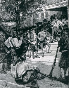 Shays csőcseléke egy bírósági épület birtokában, illusztráció Thomas Wentworth Higginson „The Birth of a Nation” című művéből, pub. a Harper