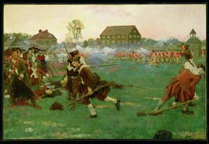 A harc a Lexington Commonon, április 19 alkotó: Howard Pyle