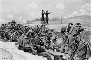 „They Waited the Order to Charge”, illusztráció William Gilmore Beymer „Young” című művéből, pub. a Harper