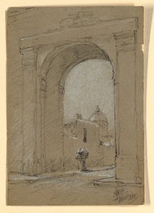 Rajz, Városkapu Mexikóban., 1888 alkotó: Howard Russell Butler