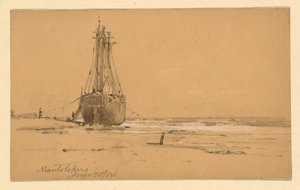 Rajz, A Mantolokingi tengerparton, 1884 alkotó: Howard Russell Butler