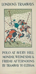 „Polo at Avery Hill”, London Megyei Tanács LCC Tramways plakátja, 1923 alkotó: Howard Spear