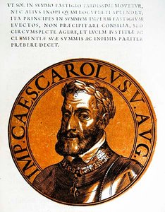 V. Károly, a római római császár medálos portréja