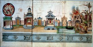Jézus Krisztus szenvedését és feltámadását szemléltető homlokzat. Balról jobbra: Paradicsom (üres szobával), a Názáreti kapu, a templom, a jeruzsálemi kapu, a palota (a rejtélyek házával), a Doree-kapu, az atyák korlátai és a alkotó: Hubert Cailleau