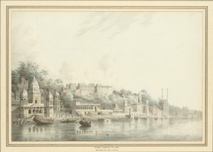Benares a Gangesz folyón (ceruza, toll, tinta és w/c papíron) alkotó: Hubert Cornish