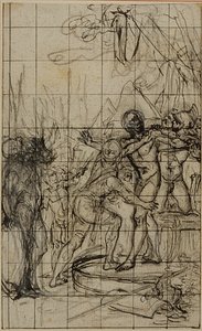 Nagyított tanulmány egy illusztrációhoz Tacitus "Tiberius, avagy az Évkönyvek hat első könyve", 1. könyv, 1. kötet. alkotó: Hubert Francois Gravelot