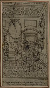 Tanulmány Colle "La Partie de Chasse de Henri IV" című művének I. felvonásbeli vignetta-előképéhez alkotó: Hubert Francois Gravelot