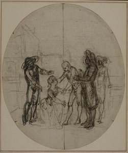 Tanulmány Colle "La Partie de Chasse de Henri IV" című művének második, soha ki nem adott kiadásához, III. felvonás, 11. jelenet. alkotó: Hubert Francois Gravelot