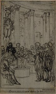 Tanulmány egy illusztrációhoz Tacitus "Tiberius, avagy az Évkönyvek hat első könyve", V. könyv, 3. kötet, 1. tanulmány. alkotó: Hubert Francois Gravelot