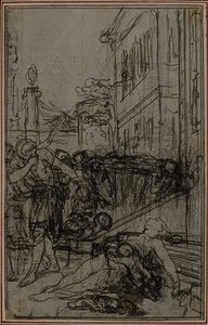 Tanulmány Lucretius "De la Nature des Choses" című művének vignettájához, II. kötet, VI. könyv alkotó: Hubert Francois Gravelot