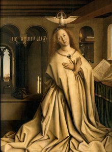 A Szűz Angyali üdvözlet részlete a genti oltár jobb oldali paneljének külső oldaláról alkotó: Hubert & Jan van (1390 1441) Eyck