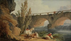 Híd egy kaszkádon. alkotó: Hubert Robert