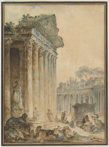 Capriccio egy ősi templommal alkotó: Hubert Robert