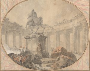 Marcus Aurelius lovas szobra, 1757. alkotó: Hubert Robert